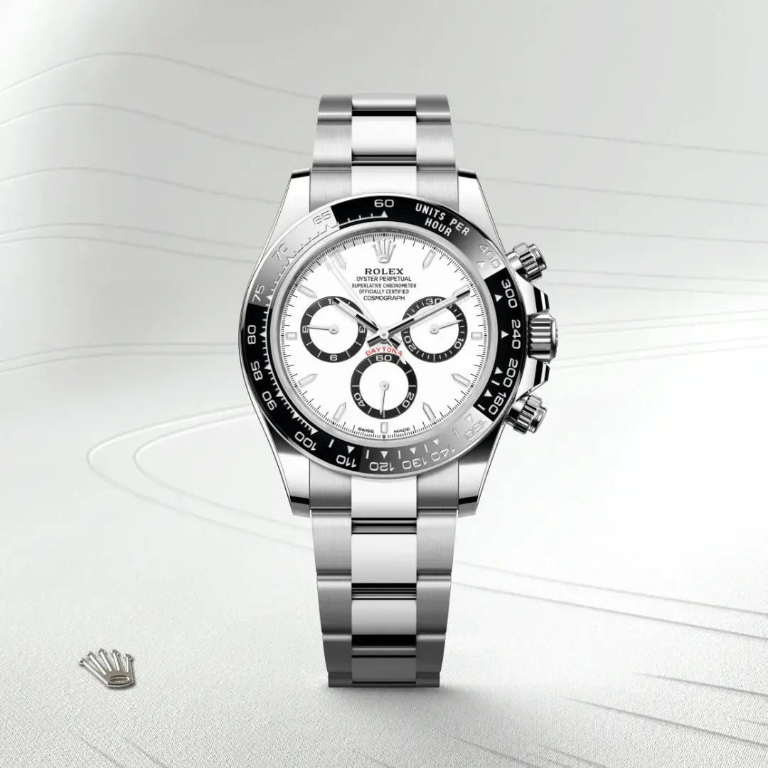 Rolex Cosmograph Daytona “Panda”, reference 126500LN, with white dial, black sub-dials and black ceramic bezel on an Oystersteel bracelet